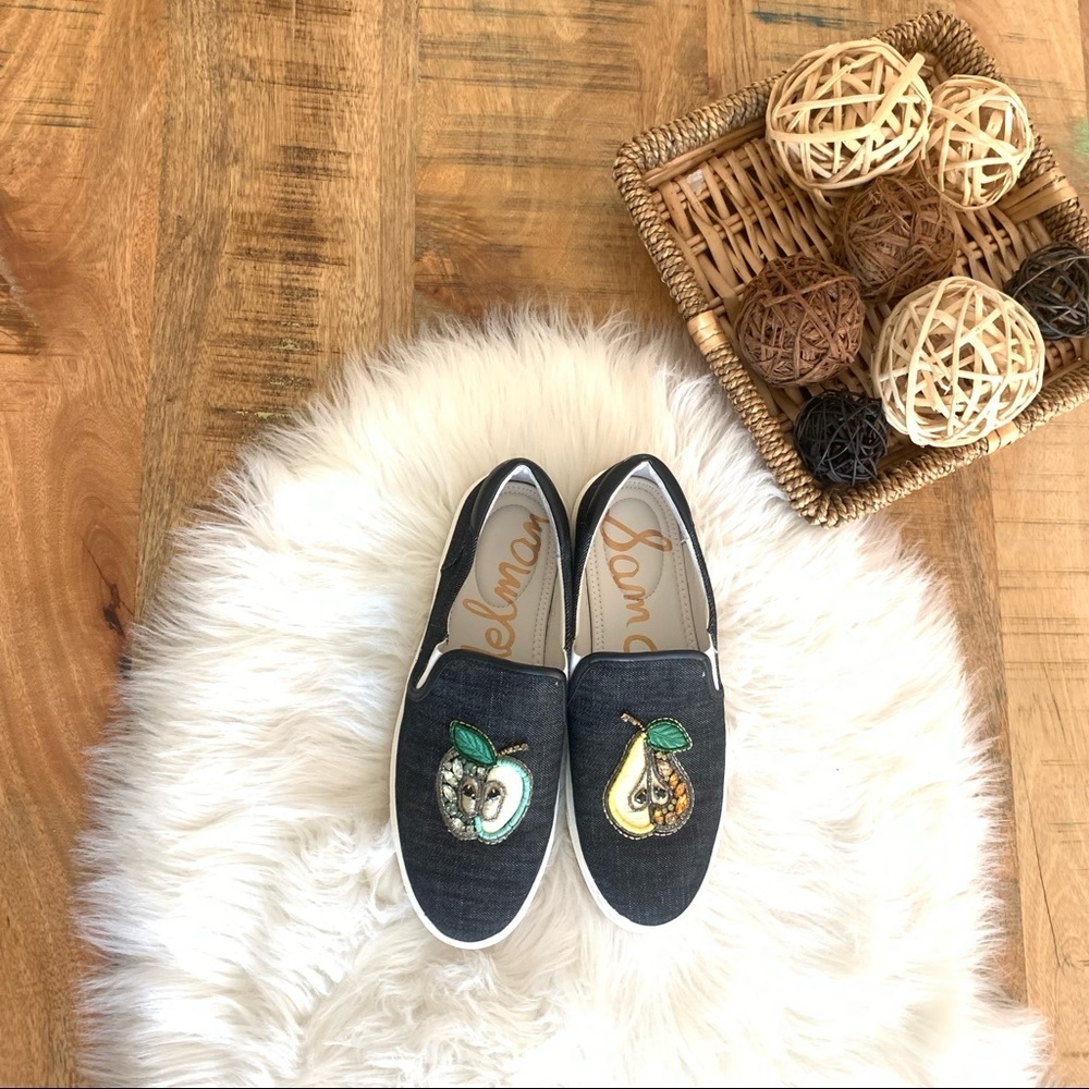 SAM EDELMAN Evelina Pear Apple Jeweled Embroidered Sneaker Women 9.5 - Picture 7 of 10
